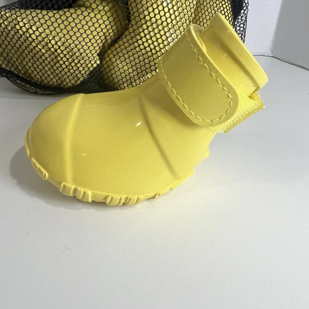 Youly Yellow Silicone Dog Rain Boots Size XL Water Resistant Skid Resistant